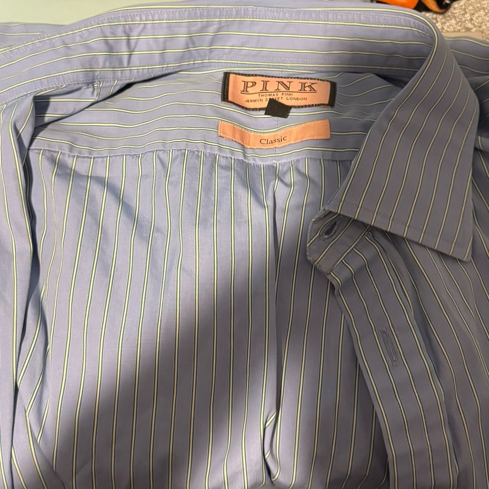 Thomas Pink Blue Dress Shirt Classic Formal Wear